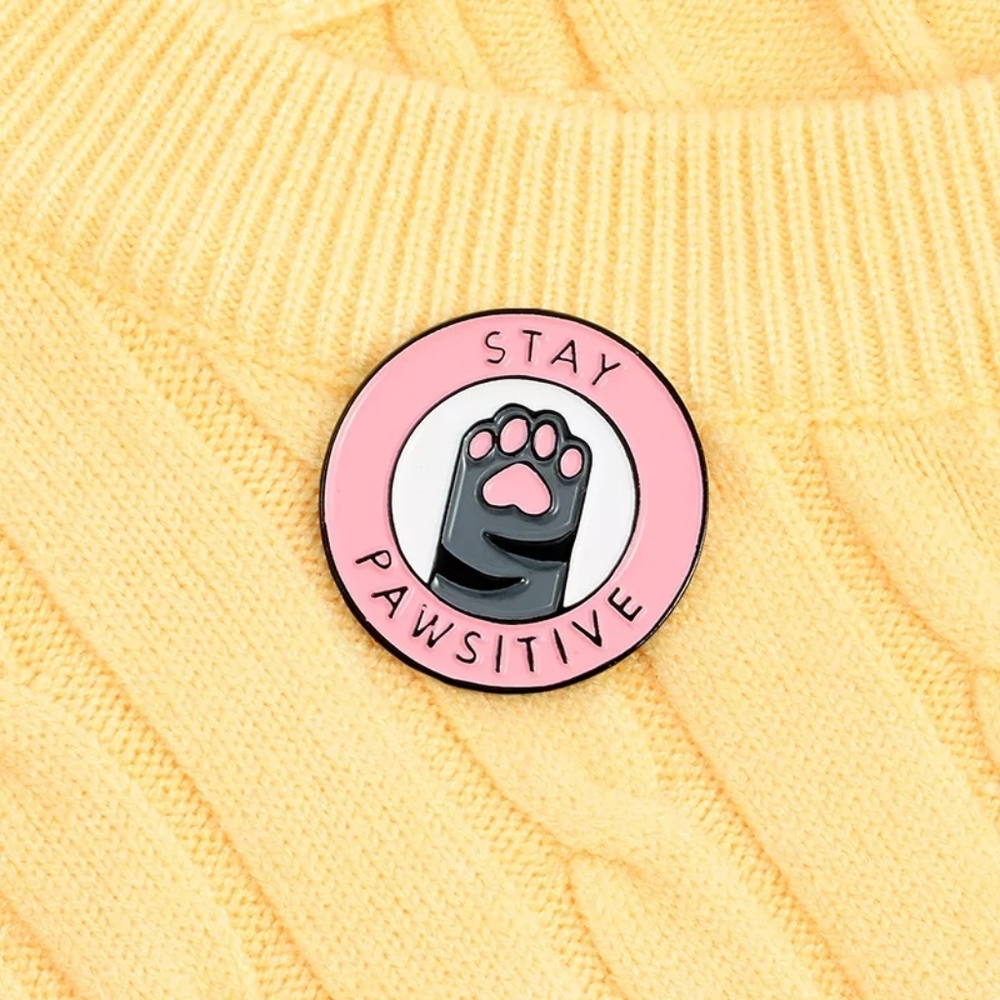 Stay pawsitive (positive) kawaii pin